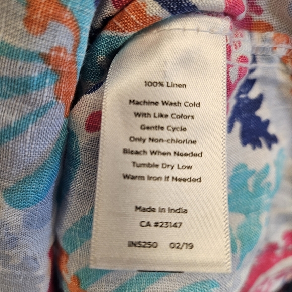 Talbots Floral Paisley Linen Button Top Womens Multicolor - Picture 3 of 6